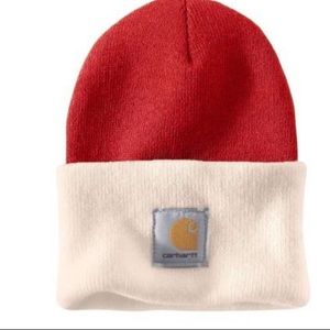 red and white carhartt beanie